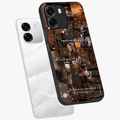 Bittersweet Aesthetic Chaos Glass Case displayed in angled mockup highlighting expressive abstract artwork and edgy aesthetic theme.