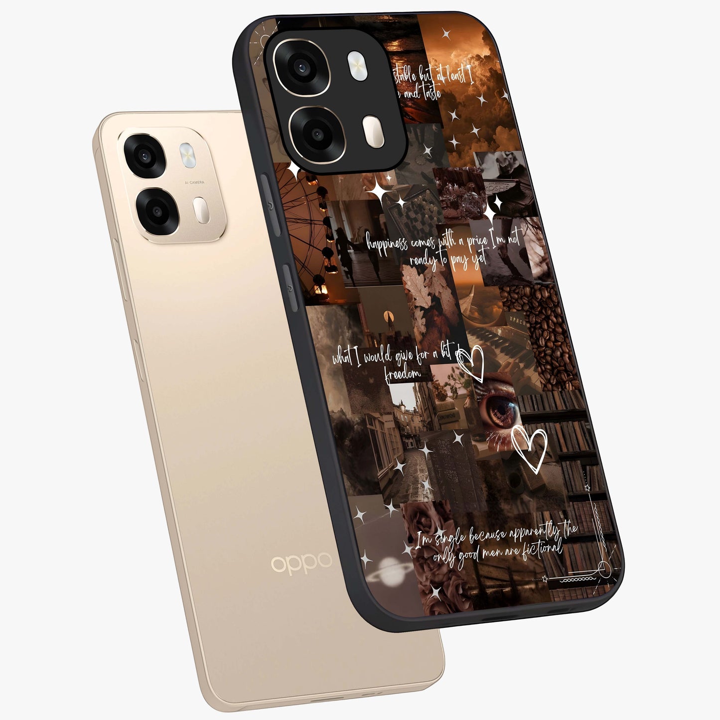 Bittersweet Aesthetic Chaos Glass Case displayed in angled mockup highlighting expressive abstract artwork and edgy aesthetic theme.
