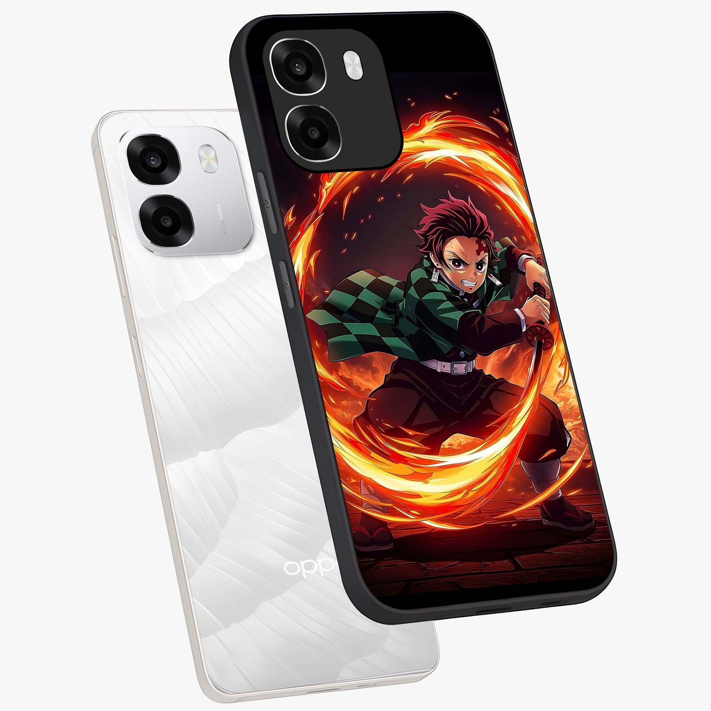 Blazing Sword Resolve Glass Case displayed in angled mockup highlighting powerful sword illustration and bold fantasy theme.