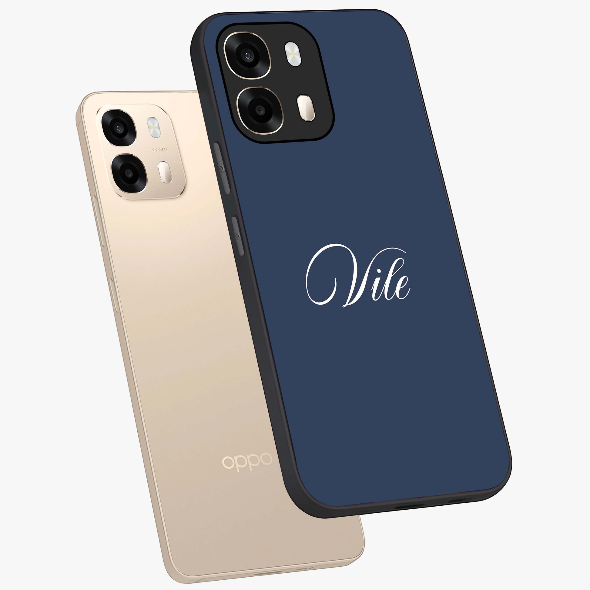 Blue Vintage Floral Pattern Glass Case showing flat back view with elegant vintage floral artwork and glossy glass finish.
