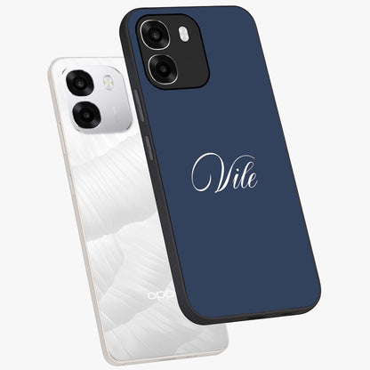 Blue Vintage Floral Pattern Glass Case showing flat back view with elegant vintage floral artwork and glossy glass finish.