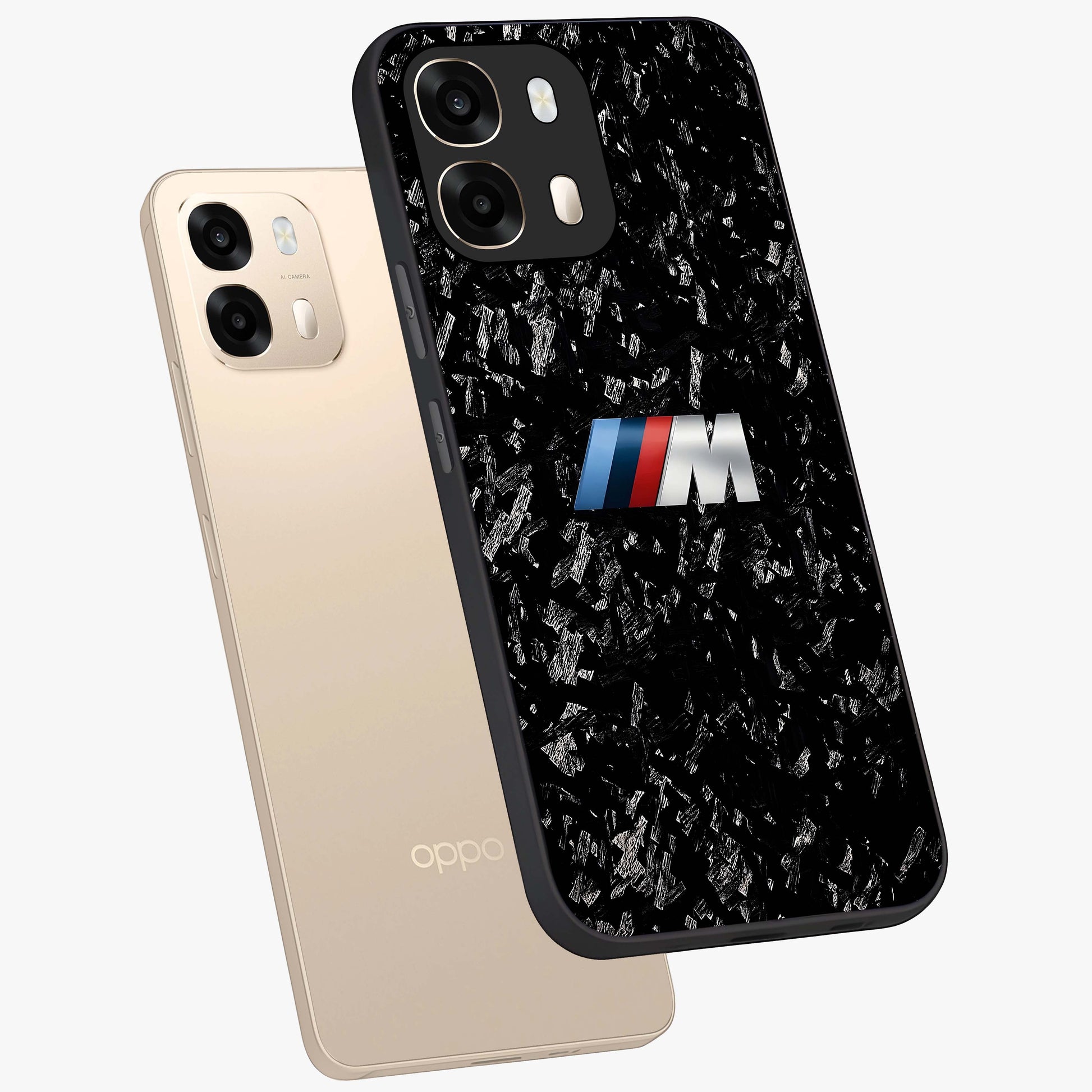 Carbon Speed Mark Glass Case displayed in angled mockup highlighting racing inspired carbon design and sleek aesthetic style.