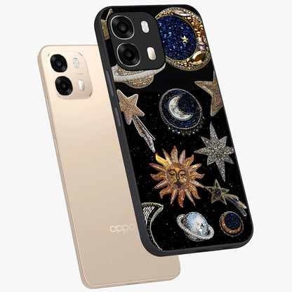 Celestial Gem Constellations Glass Case displayed in angled mockup highlighting gemstone inspired constellation design.
