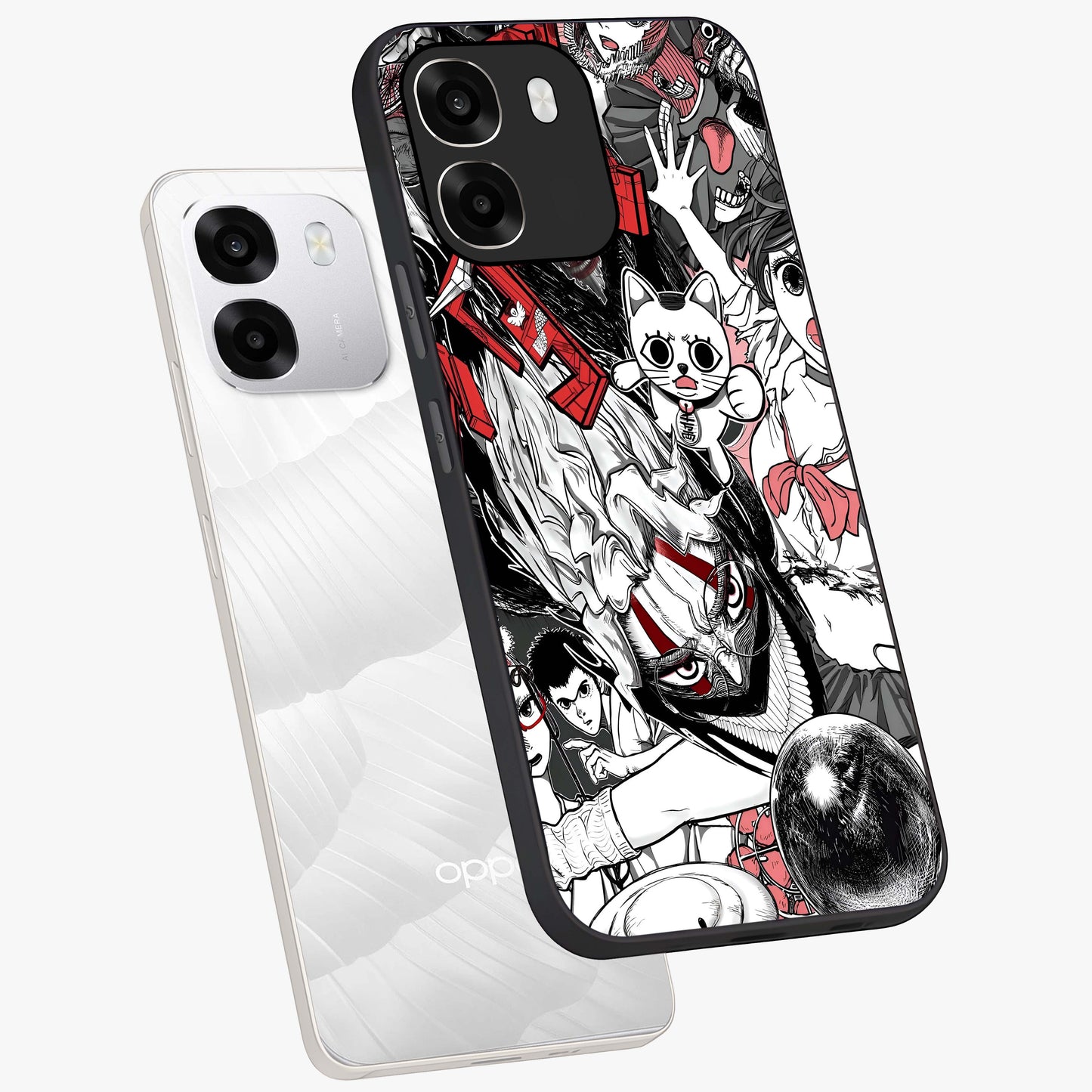 Crimson Chaos Panel Glass Case displayed in angled mockup highlighting chaotic panel style design with modern graphic theme.
