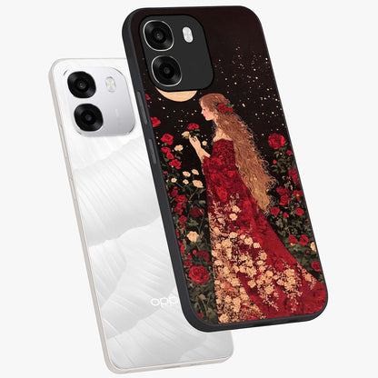 Crimson Dreams Glass Case displayed in angled mockup highlighting soft crimson aesthetic design with artistic theme.