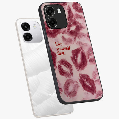 Crimson Kiss Love Glass Case displayed in angled mockup highlighting bold love inspired design with modern aesthetic style.