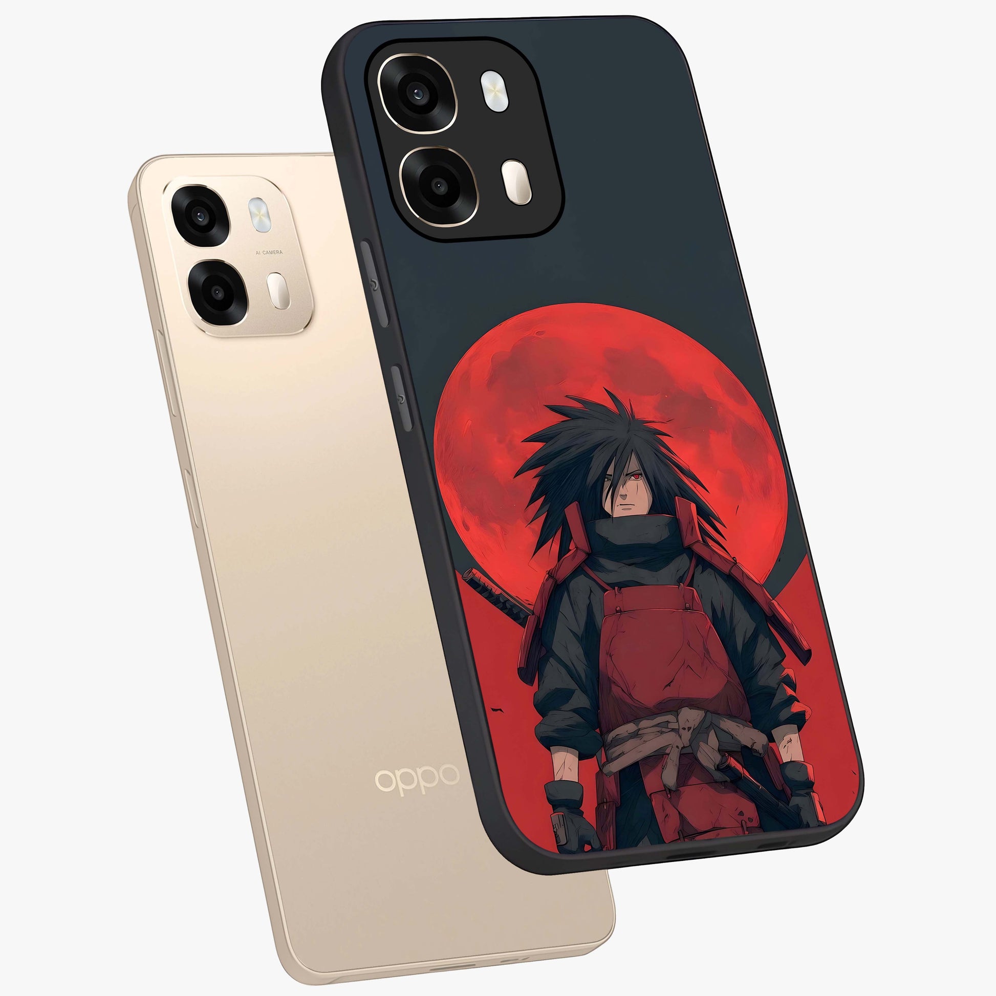 Crimson Moon Warlord Glass Case displayed in angled mockup highlighting dramatic crimson moon design with fantasy aesthetic.