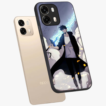 Dark Lightning Anime Warrior Glass Case displayed in angled mockup highlighting powerful lightning themed anime illustration.