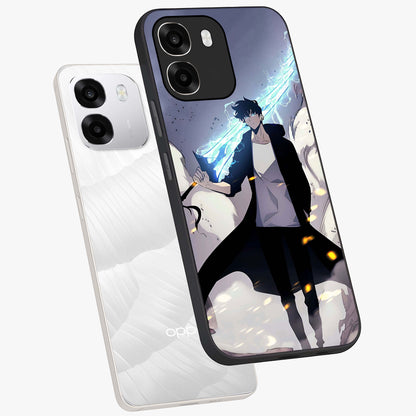 Dark Lightning Anime Warrior Glass Case displayed in angled mockup highlighting powerful lightning themed anime illustration.
