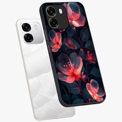 Dark Shade of Flower Glass Case displayed in angled mockup highlighting moody floral illustration with aesthetic dark tones.