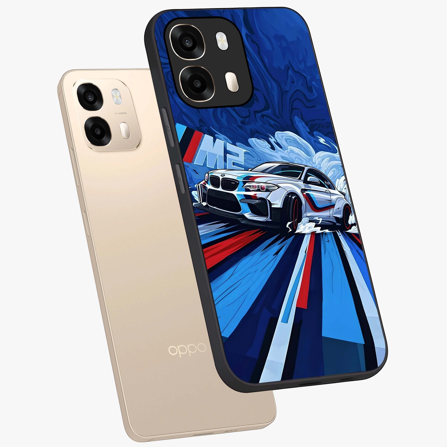 Drift Power Rush Glass Case displayed in angled mockup highlighting powerful drift car design with sporty aesthetic style.