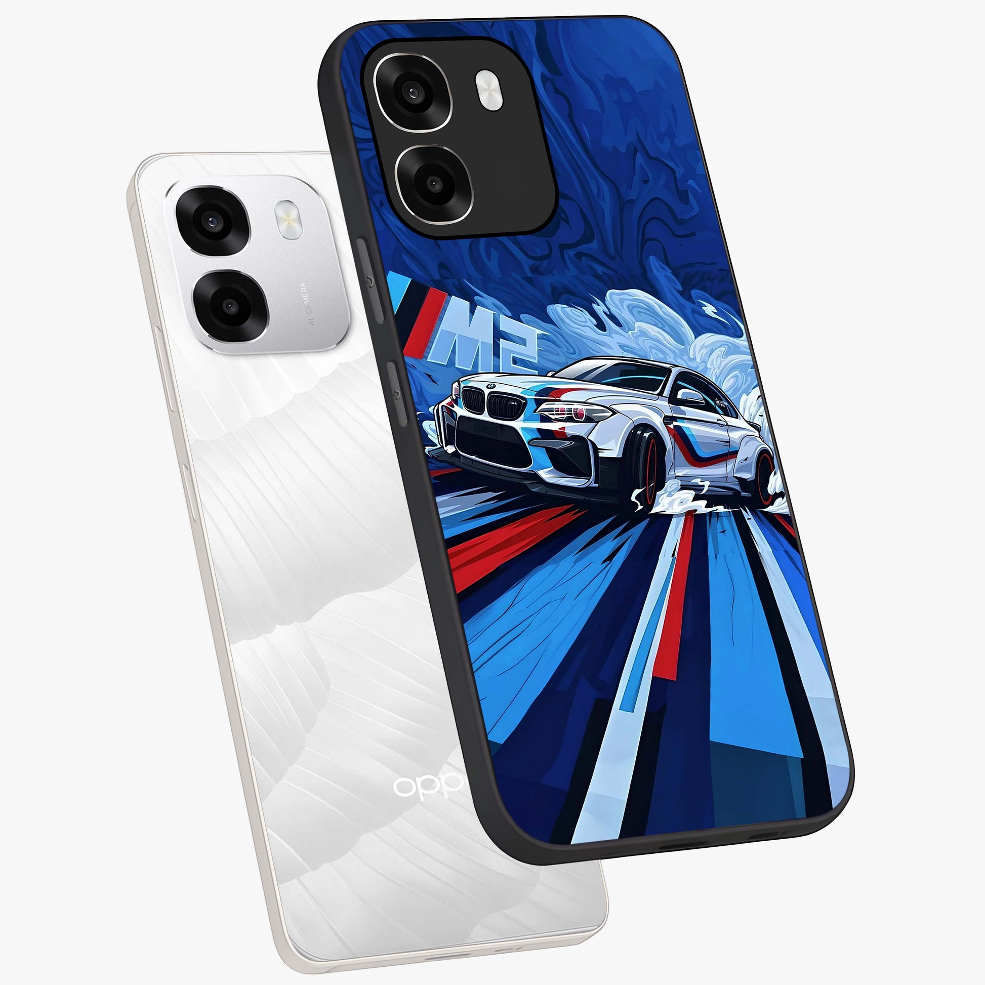 Drift Power Rush Glass Case displayed in angled mockup highlighting powerful drift car design with sporty aesthetic style.