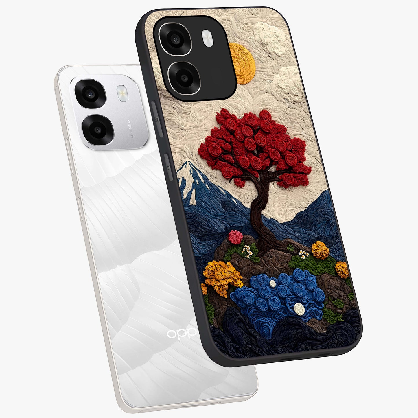 Eternal Nature Tapestry Glass Case displayed in angled mockup highlighting detailed botanical pattern with artistic aesthetic.