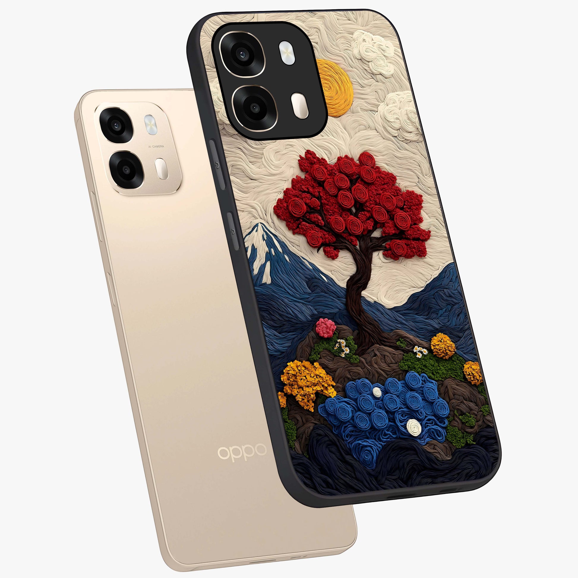 Eternal Nature Tapestry Glass Case displayed in angled mockup highlighting detailed botanical pattern with artistic aesthetic.