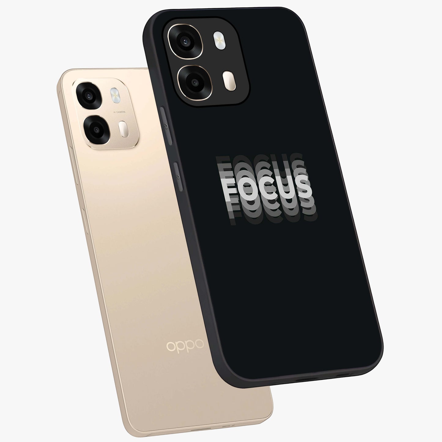 Focus Mode On Glass Case displayed in angled mockup highlighting clean minimal text artwork with modern aesthetic style.