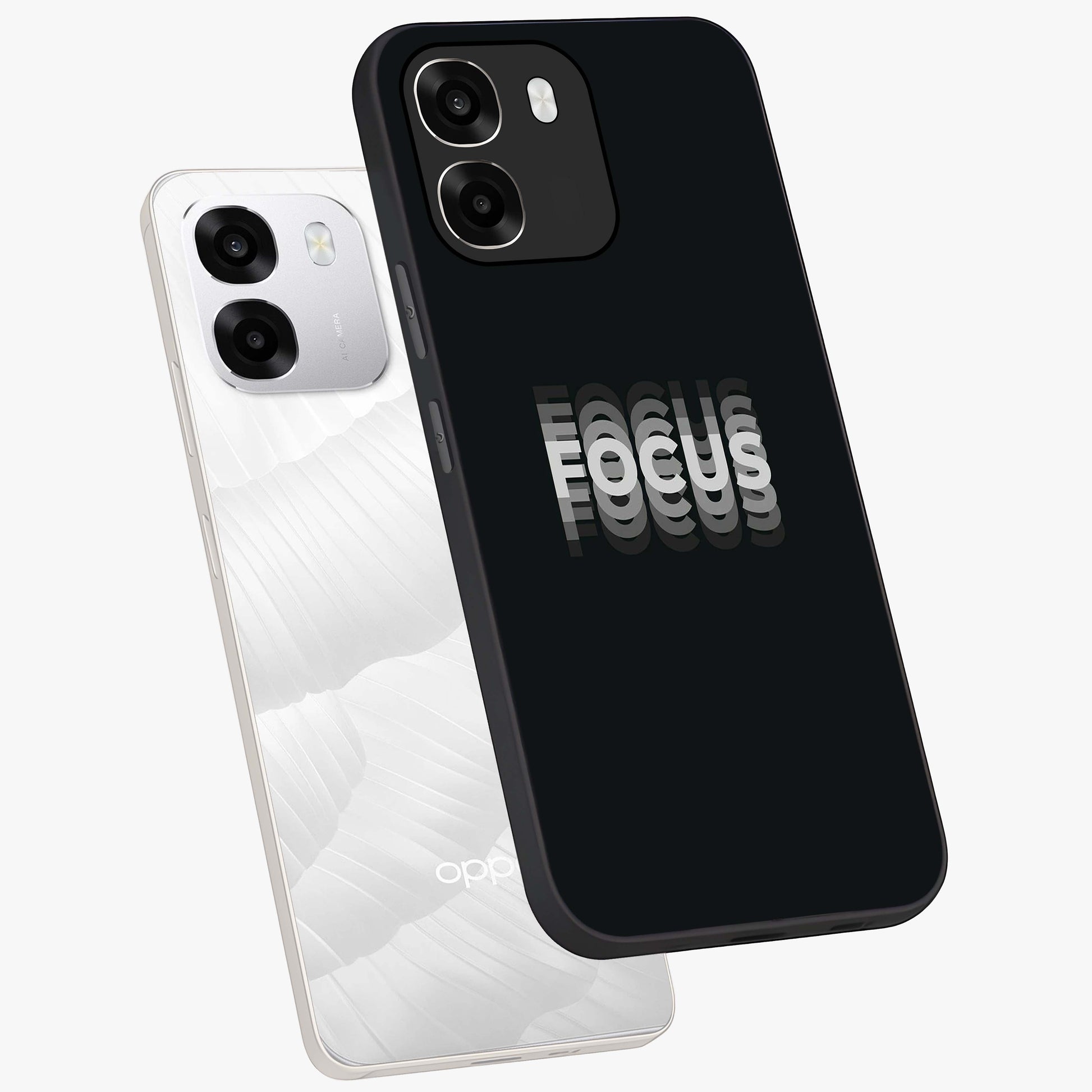 Focused Blade Discipline Glass Case displayed in angled mockup highlighting clean minimal text artwork with modern aesthetic style.