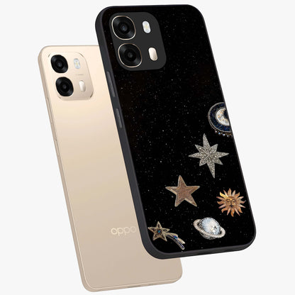 Galactic Charm Glow Glass Case displayed in angled mockup highlighting luminous galaxy inspired design with dreamy aesthetic.