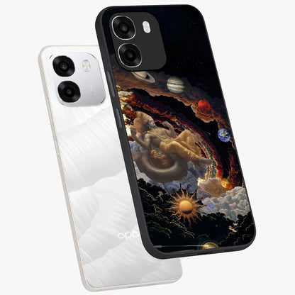 Galactic Divine God Glass Case displayed in angled mockup highlighting powerful celestial deity illustration with galactic aesthetic.