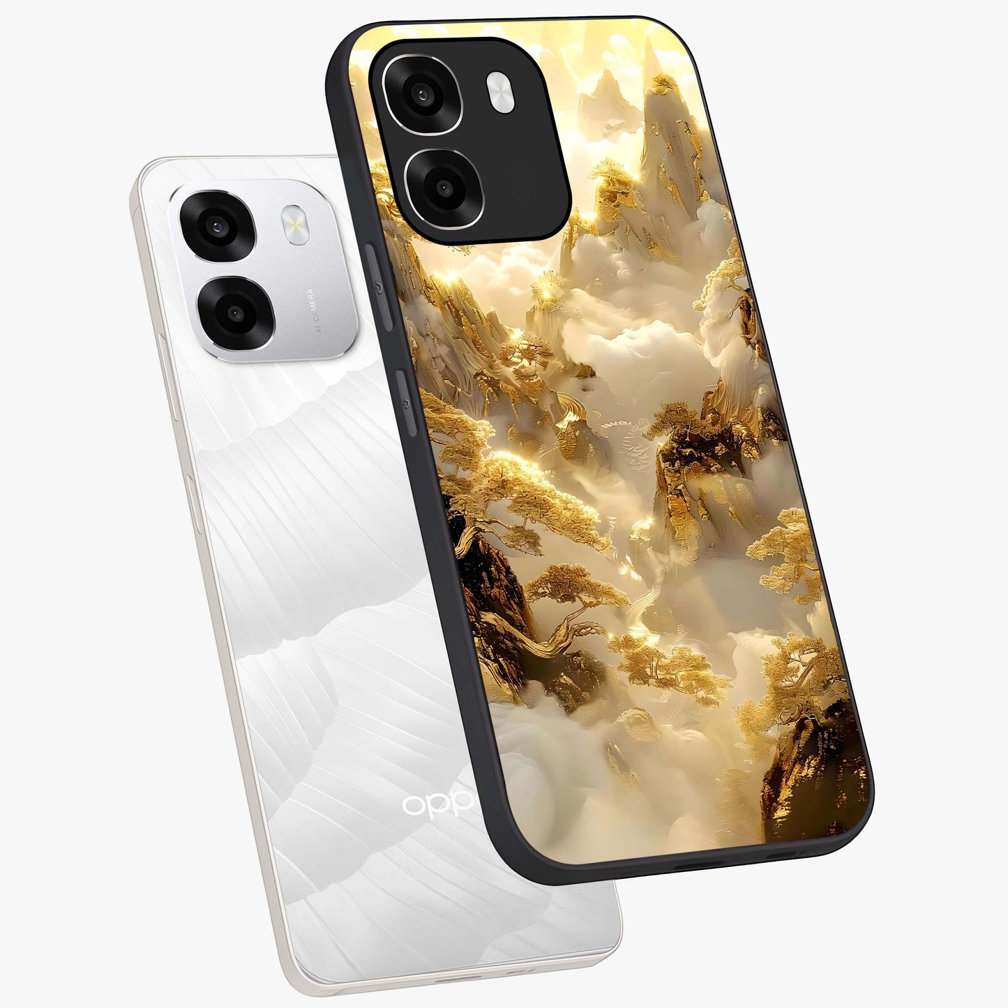 Gates Of Illumination Glass Case displayed in angled mockup highlighting radiant portal inspired design with fantasy aesthetic.