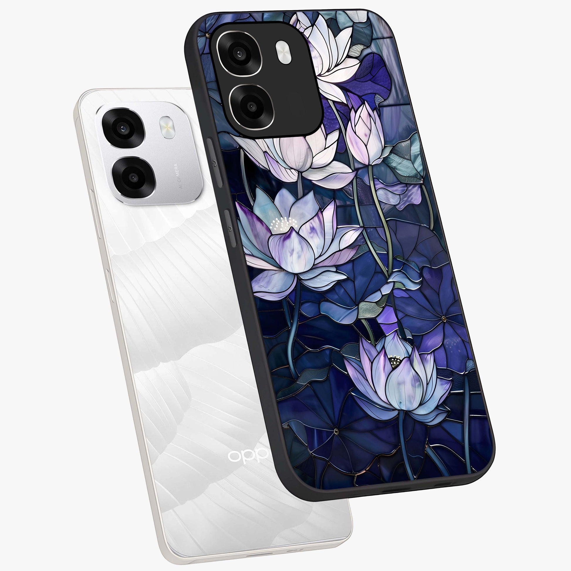 Gloss Petal Rush Glass Case displayed in angled mockup highlighting vibrant petal design with elegant floral aesthetic.