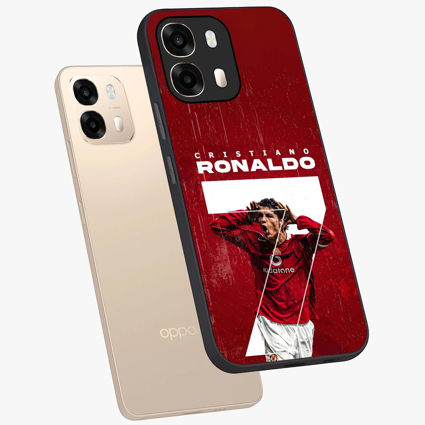 Goal Celebration Legacy Glass Case displayed in angled mockup highlighting energetic sports celebration design with bold athletic theme.
