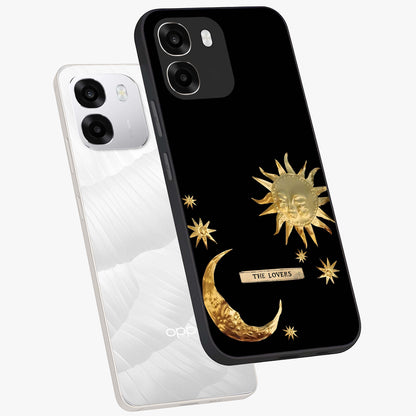 Gold Sun Blush Glass Case displayed in angled mockup highlighting radiant sun design with warm golden aesthetic.