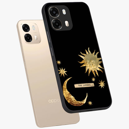 Gold Sun Blush Glass Case displayed in angled mockup highlighting radiant sun design with warm golden aesthetic.
