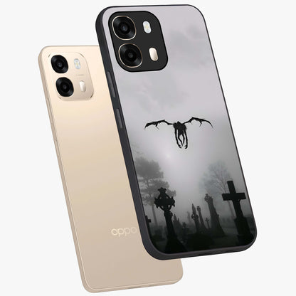 Graveyard Shadow Descent Glass Case displayed in angled mockup highlighting eerie shadow illustration with gothic aesthetic.