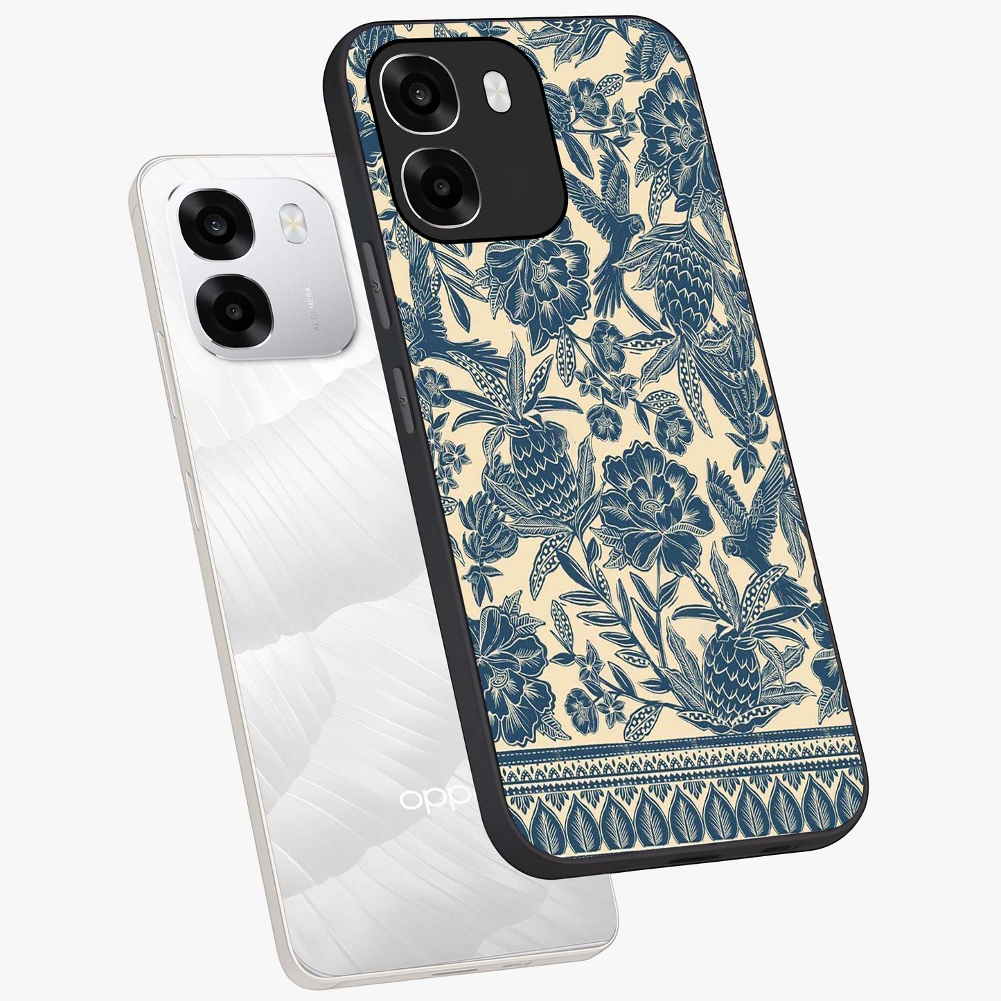 Heirloom Wild Bloom Glass Case displayed in angled mockup highlighting botanical bloom design with classic aesthetic style.