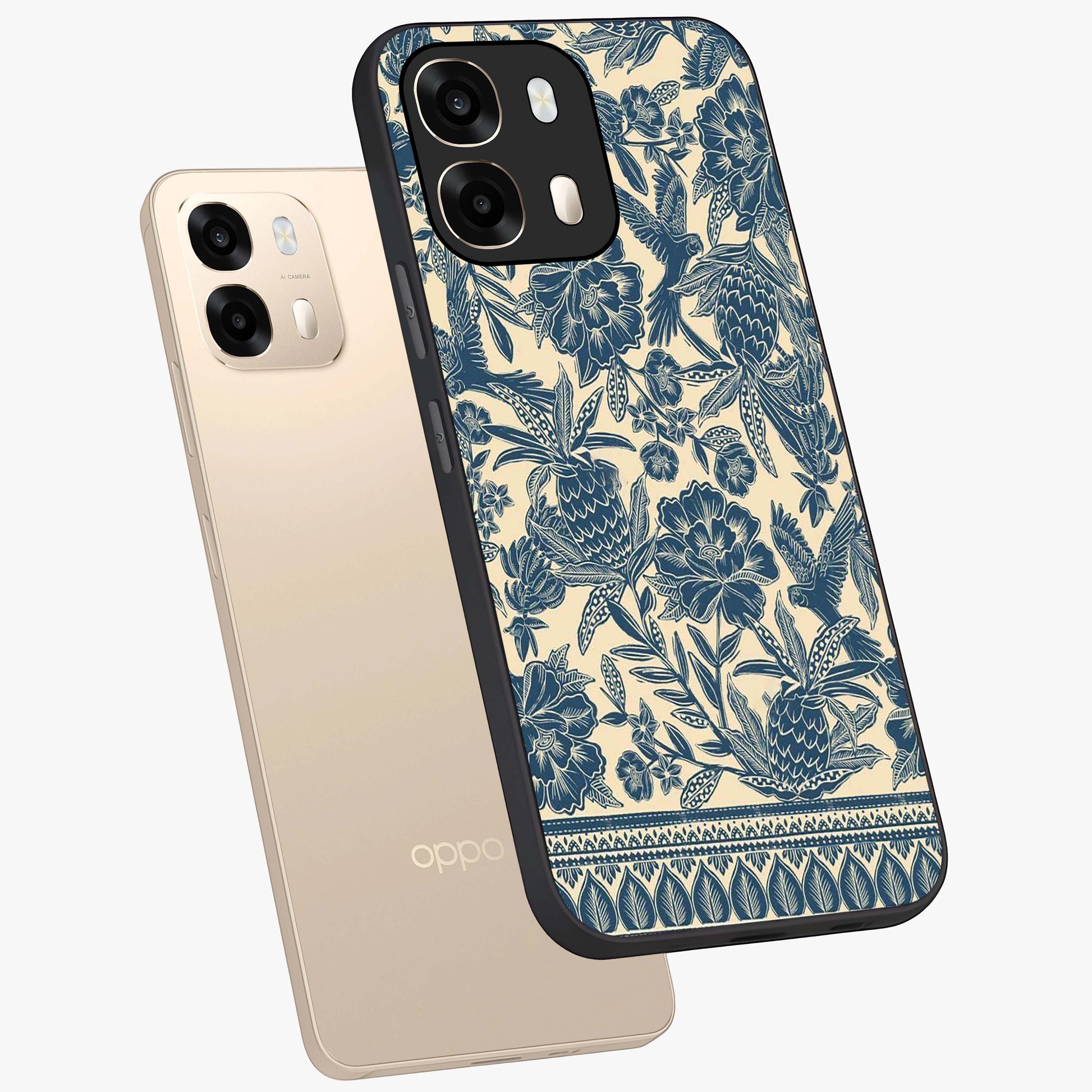 Heirloom Wild Bloom Glass Case displayed in angled mockup highlighting botanical bloom design with classic aesthetic style.