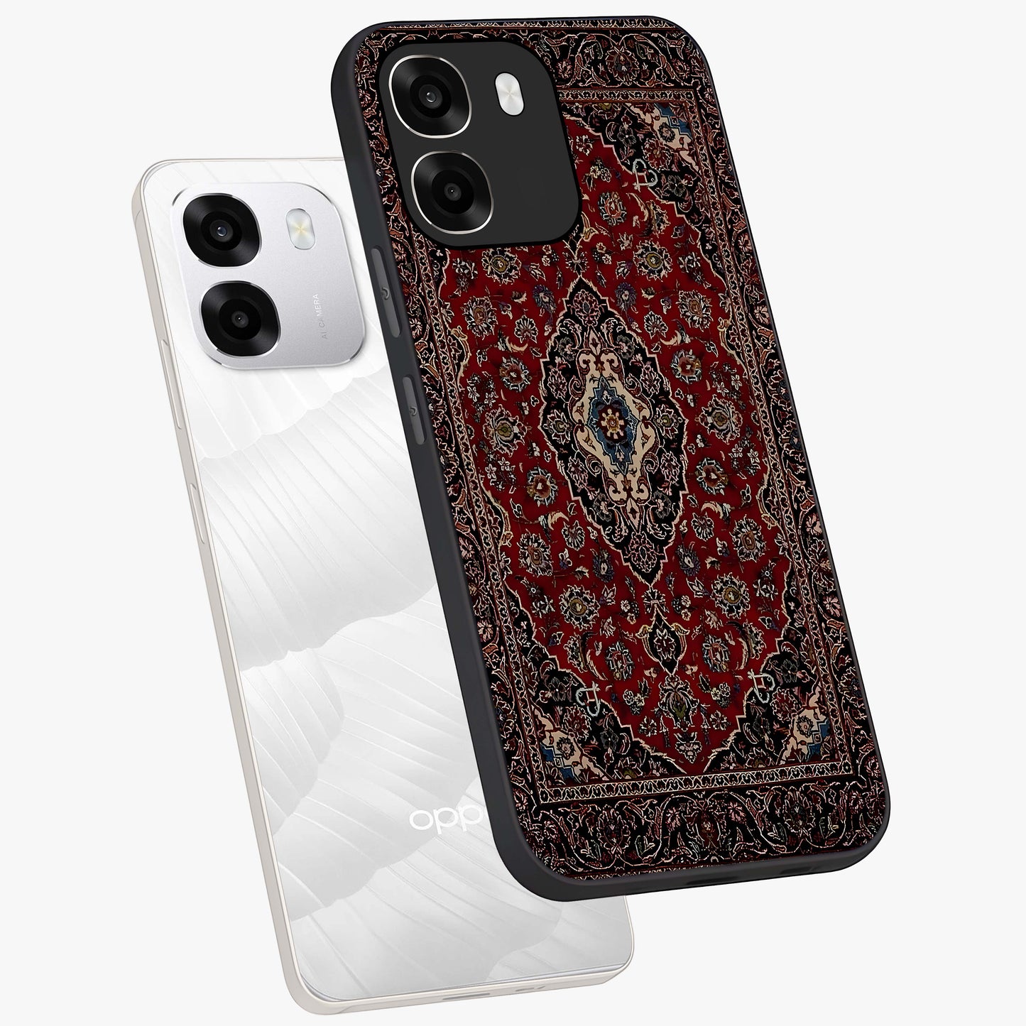 Heritage Carpet Royale Glass Case displayed in angled mockup highlighting intricate royal carpet design with heritage aesthetic.