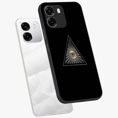 Illuminati Evil Glass Case displayed in angled mockup highlighting dark occult inspired design with bold aesthetic style.