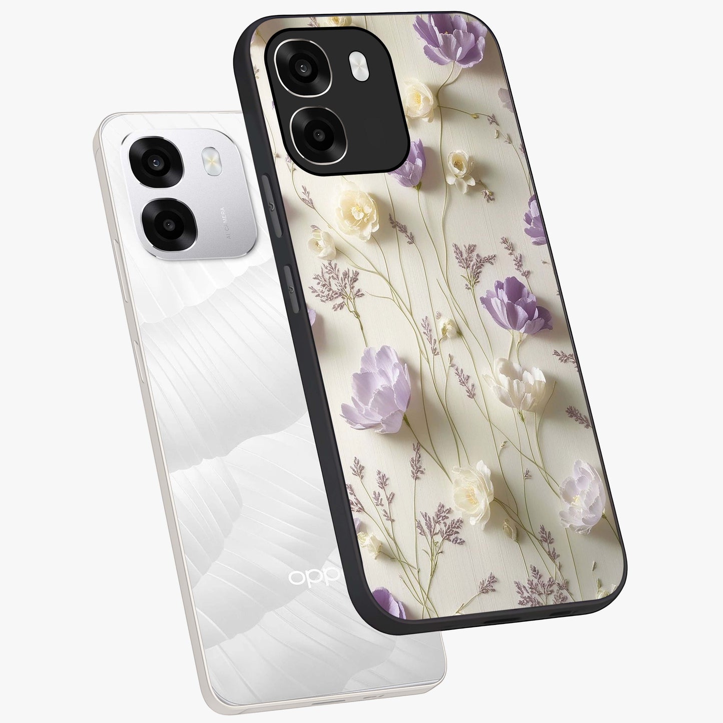 Lilac Breeze Harmony Glass Case displayed in angled mockup highlighting calm lilac breeze design with soothing aesthetic style.