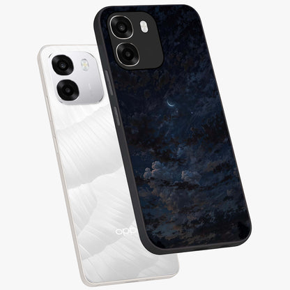 Lunar Veil Silence Glass Case displayed in angled mockup highlighting soft lunar design with peaceful celestial aesthetic.