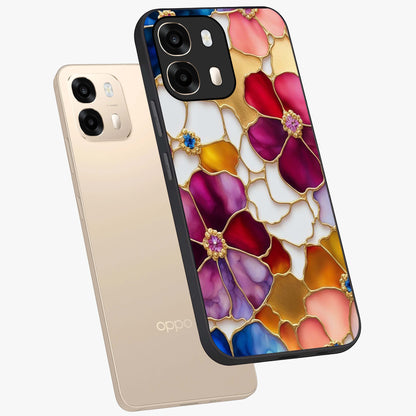 Marble Flower Pattern Glass Case displayed in angled mockup highlighting elegant marble floral design with modern aesthetic.