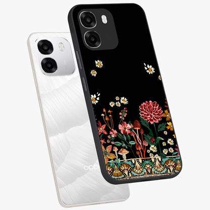 Midnight Bloom Pattern Glass Case displayed in angled mockup highlighting elegant flower design with midnight aesthetic style.