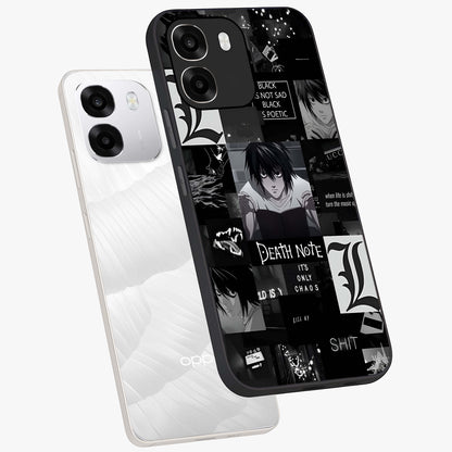 Midnight Chaos Mind Glass Case displayed in angled mockup highlighting chaotic artistic design with dramatic midnight aesthetic.