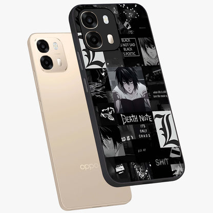 Midnight Chaos Mind Glass Case displayed in angled mockup highlighting chaotic artistic design with dramatic midnight aesthetic.