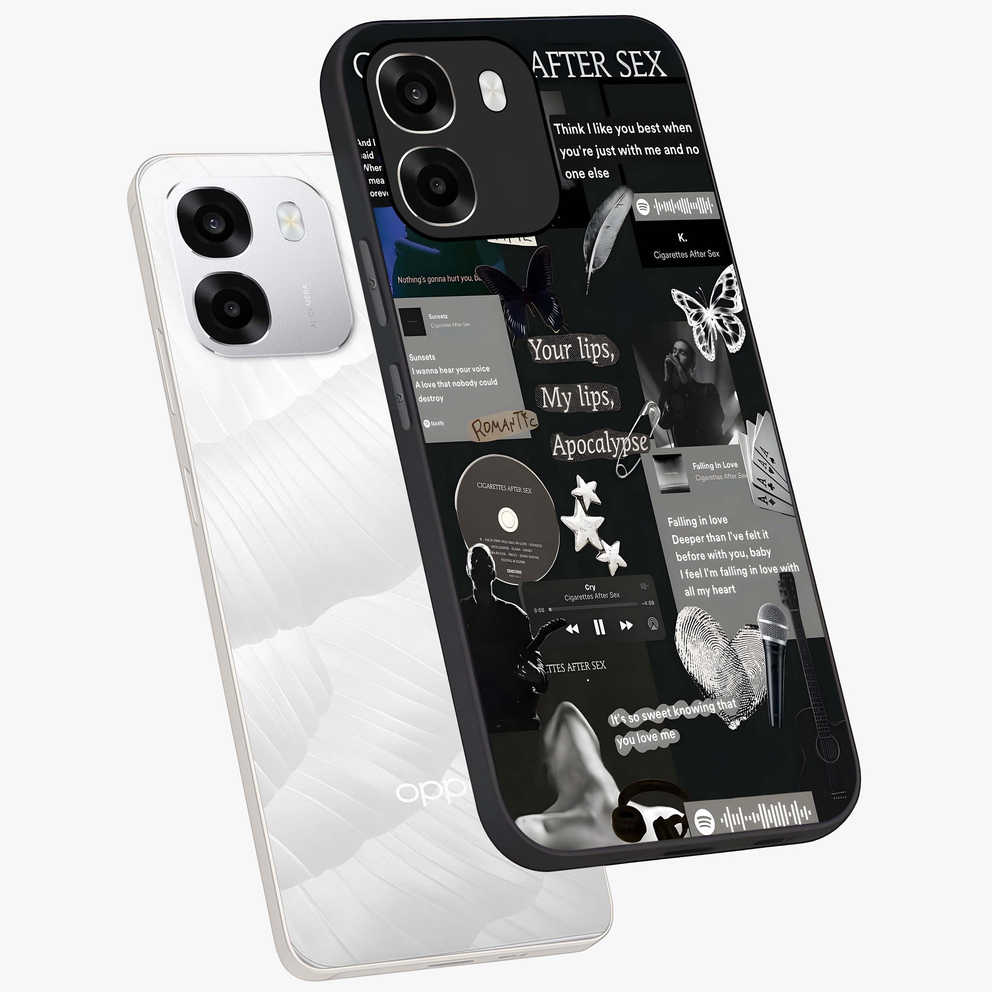 Midnight Love Echo Glass Case displayed in angled mockup highlighting elegant love inspired design with deep aesthetic style.