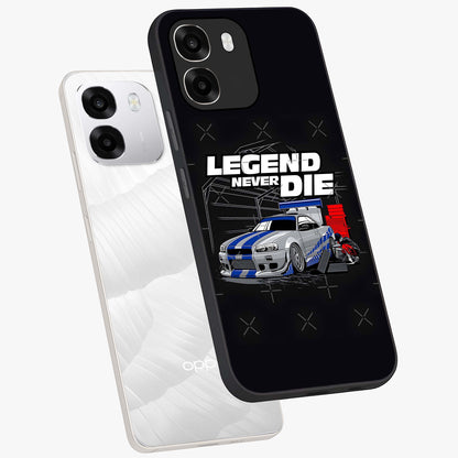 Midnight Racing Legacy Glass Case displayed in angled mockup highlighting dynamic automotive design with bold midnight aesthetic.