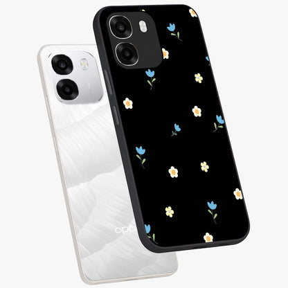 Minimal Petal Whispers Glass Case displayed in angled mockup highlighting delicate petal design with clean minimal aesthetic.