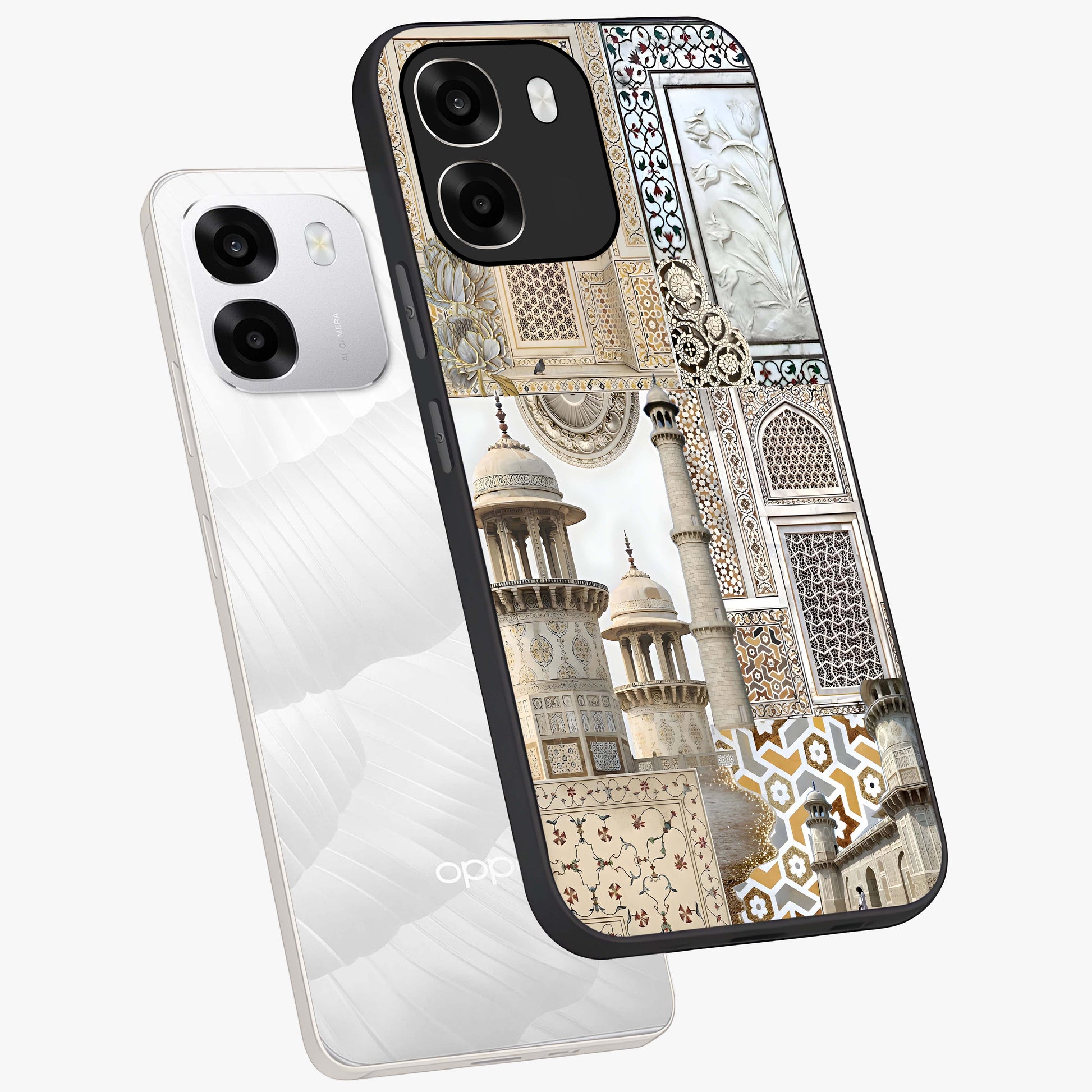Mughal Marble Legacy Glass Case displayed in angled mockup highlighting elegant heritage marble artwork with royal aesthetic.