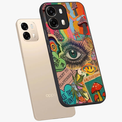 Mystic Eye Wonderland Glass Case displayed in angled mockup highlighting magical eye illustration with dreamy aesthetic.