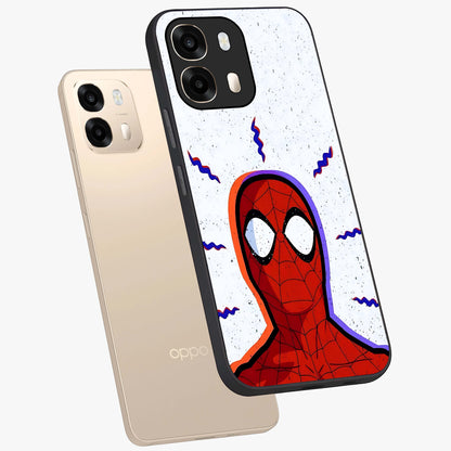 Omg Spiderman Glass Case displayed in angled mockup highlighting dynamic hero illustration with action comic aesthetic.