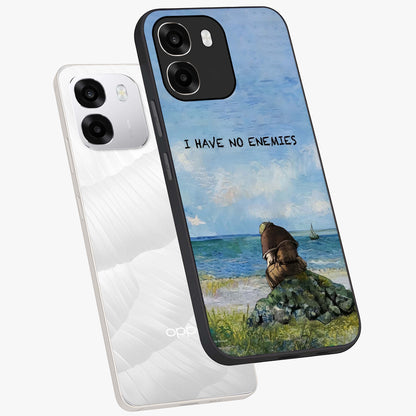 Peace Beyond War Glass Case displayed in angled mockup highlighting meaningful message design with artistic aesthetic style.