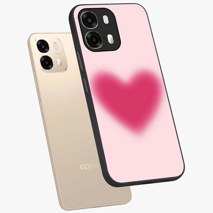 Pink Aura Heart Glass Case displayed in angled mockup highlighting vibrant pink heart design with dreamy aura aesthetic.