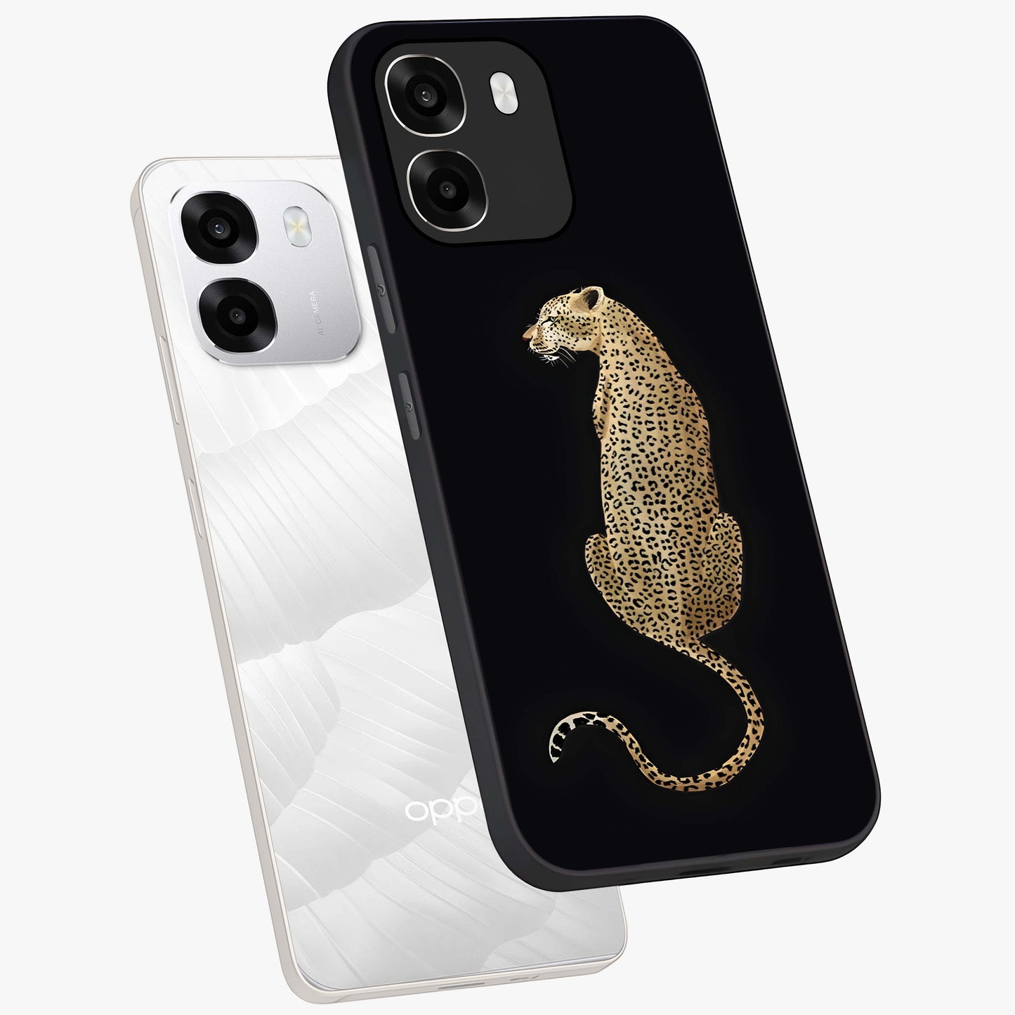 Regal Leopard Glass Case displayed in angled mockup highlighting powerful animal illustration with stylish wild aesthetic.