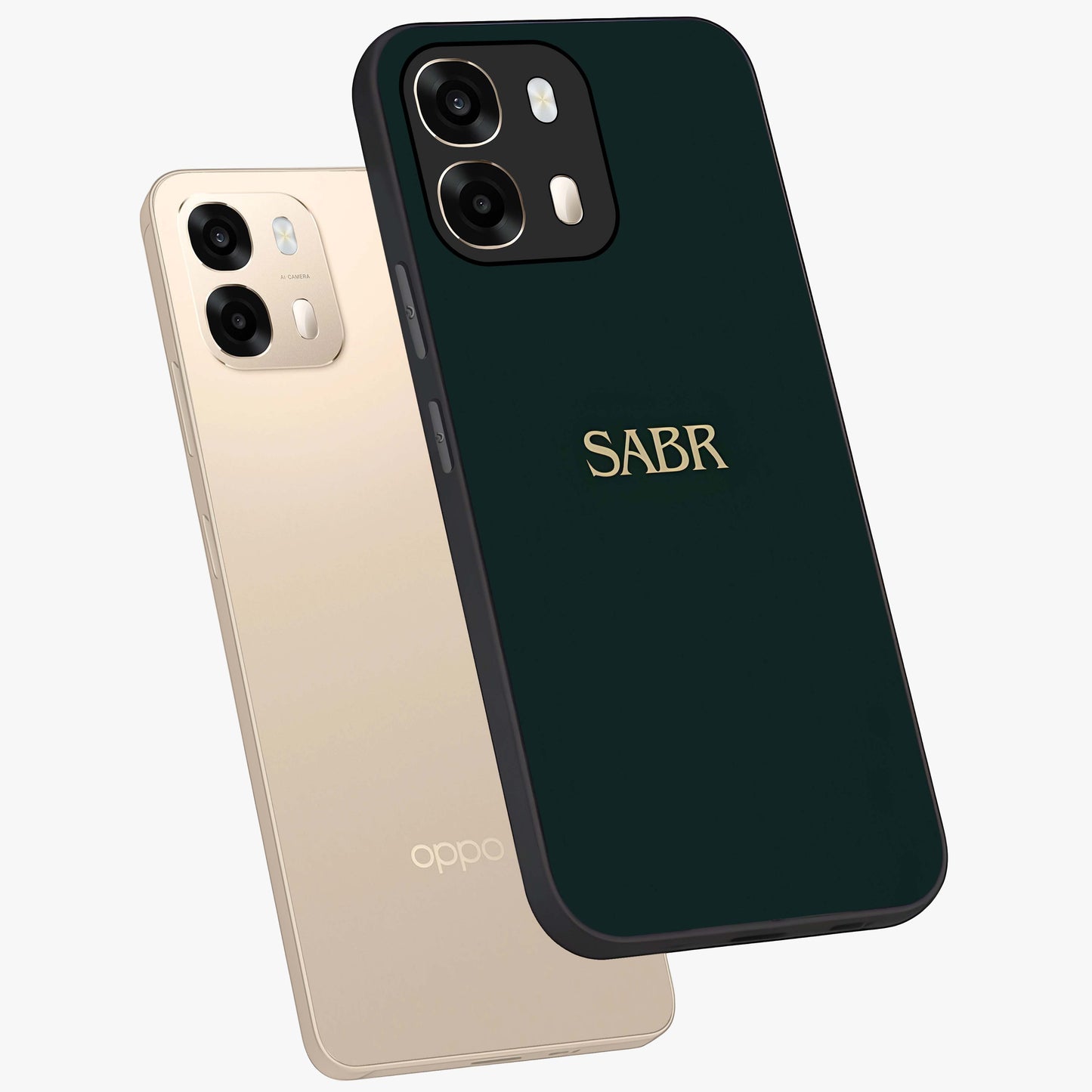 Sabr Minimal Patience Glass Case displayed in angled mockup highlighting simple inspirational design with clean aesthetic style.