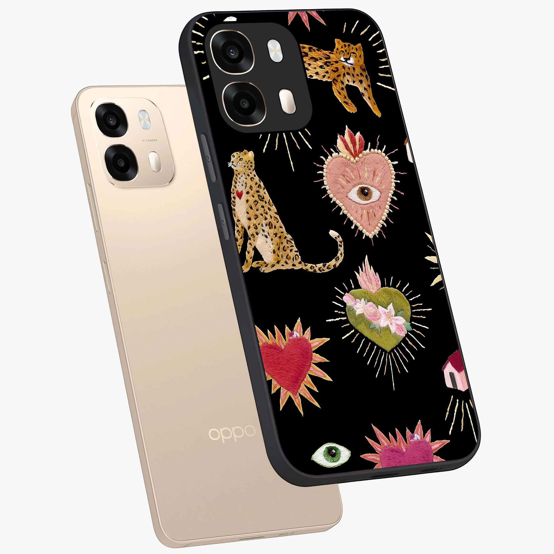 Sacred Jungle Heart Glass Case displayed in angled mockup highlighting lush tropical design with natural aesthetic style.