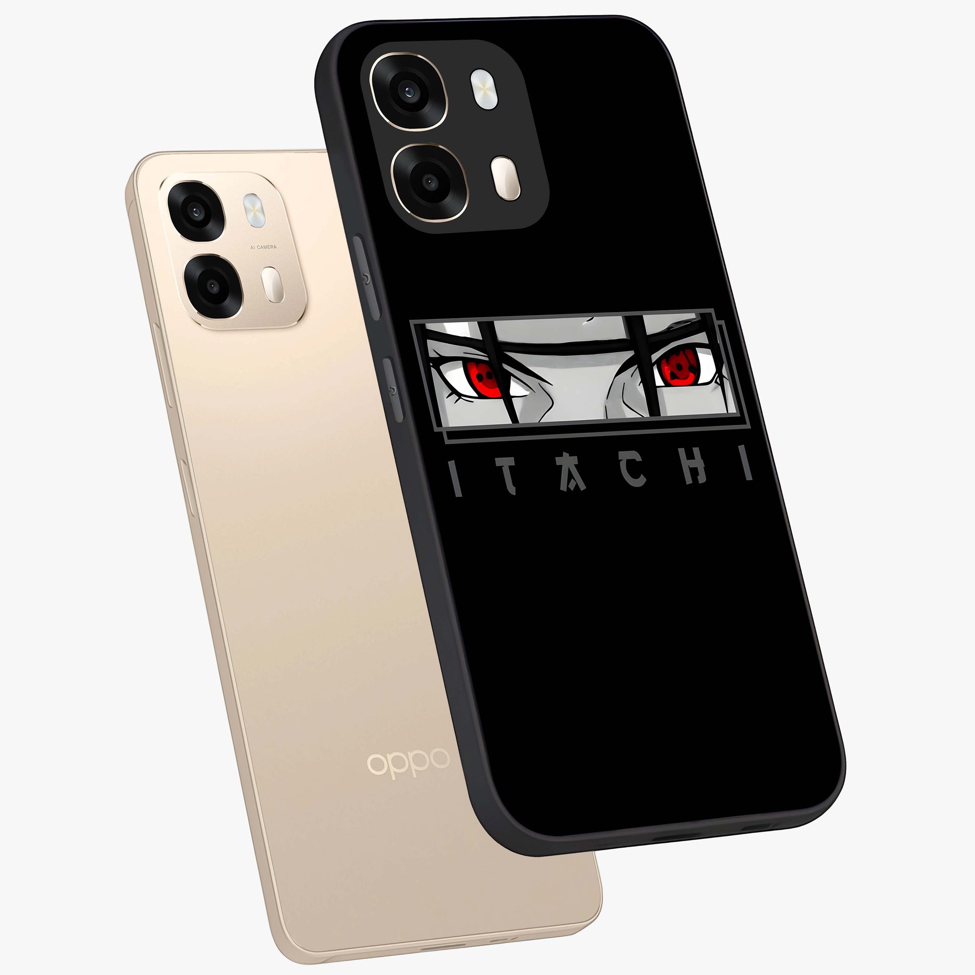 Scarlet Gaze Dominance Glass Case displayed in angled mockup highlighting intense visual design with bold scarlet aesthetic.